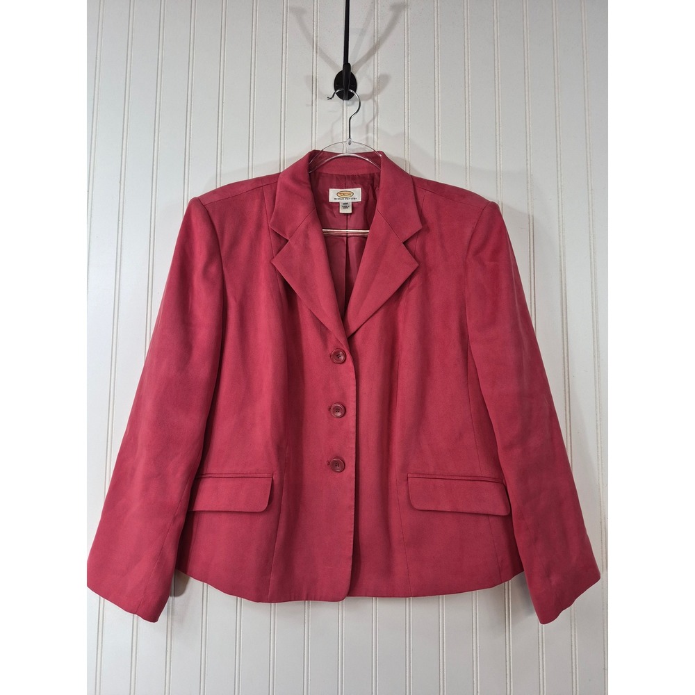 Vintage Talbots Woman Petites Pink Faux Suede Blazer Jacket 18W 3 Button